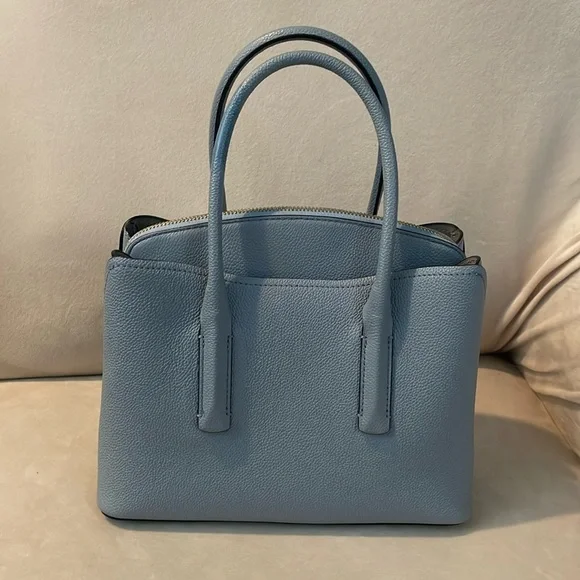 Kate Spade Margaux Medium Satchel Crossbody Bag in Blue with Silver Hardware - Picture 3 of 17